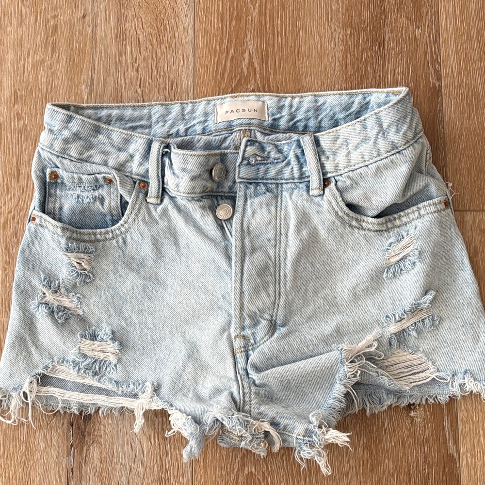 PacSun Sky Blue Ripped Jean Shorts